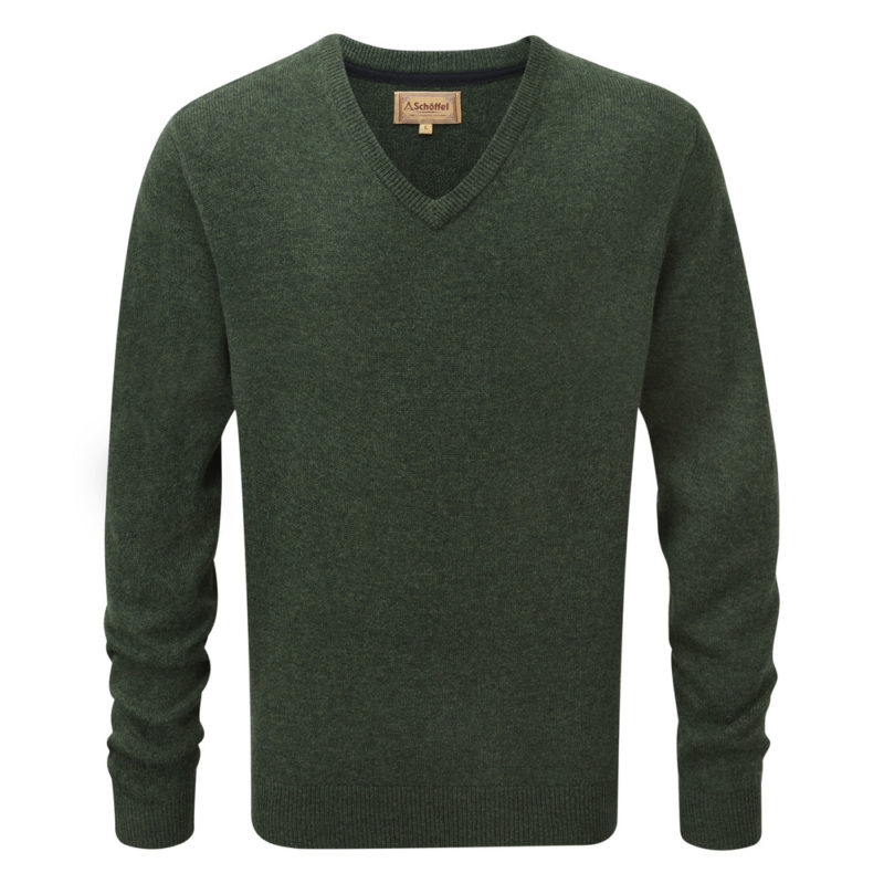 Schoffel Lambswool V neck in Forest