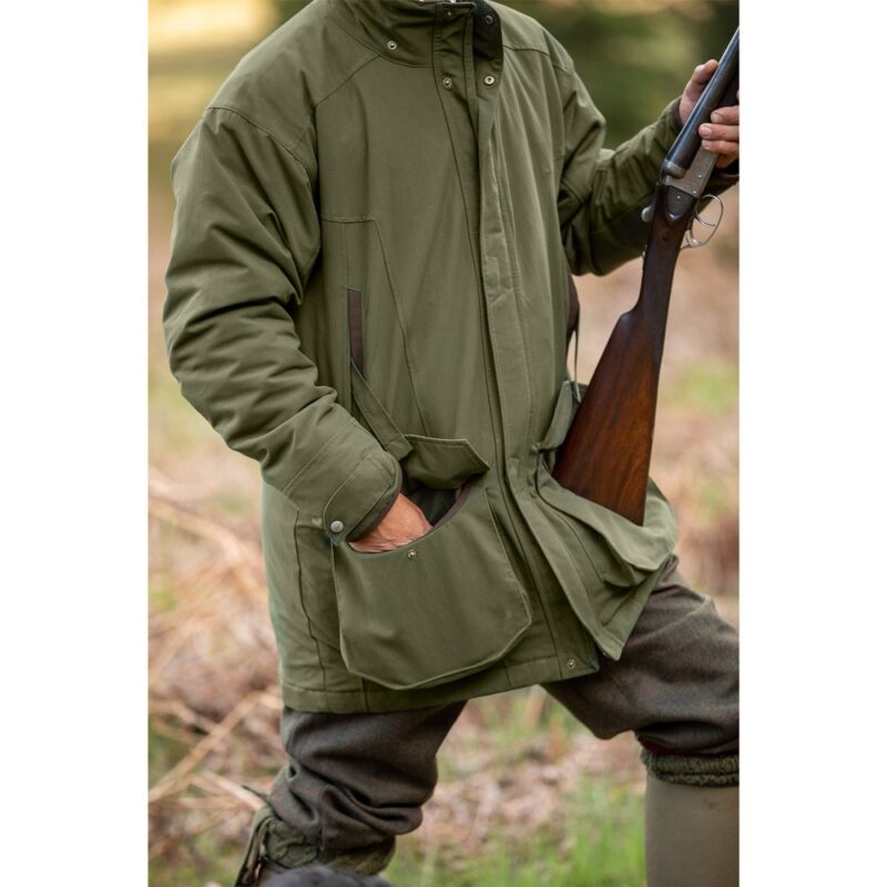 Schoffel Ptarmigan Classic Coat in hunter Green on the moor