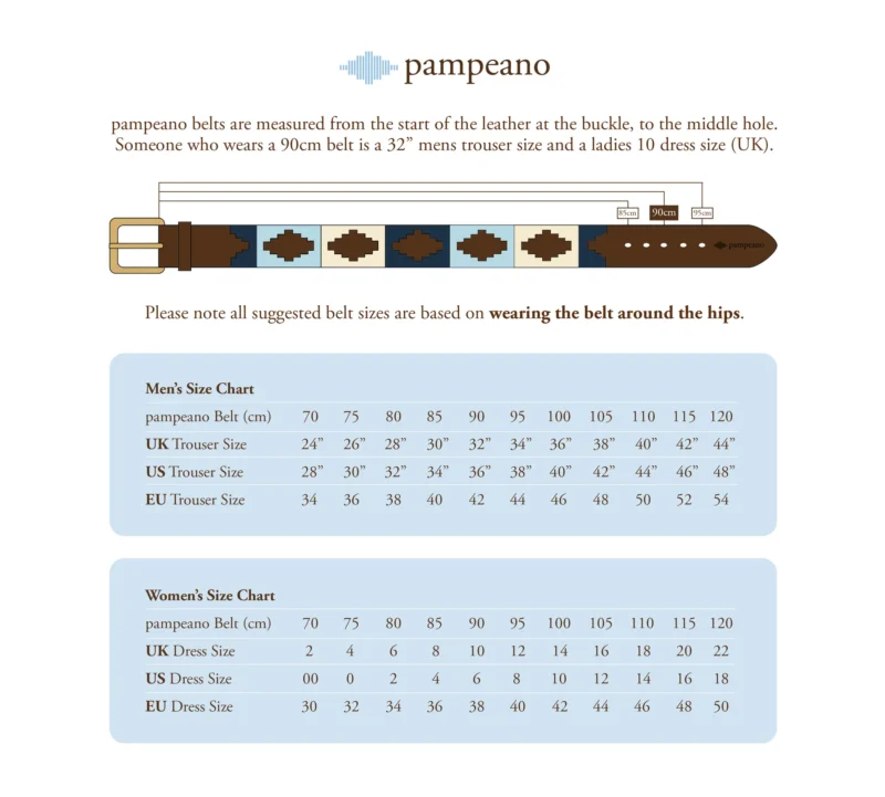 Pampeano Polo Belt Size Guide