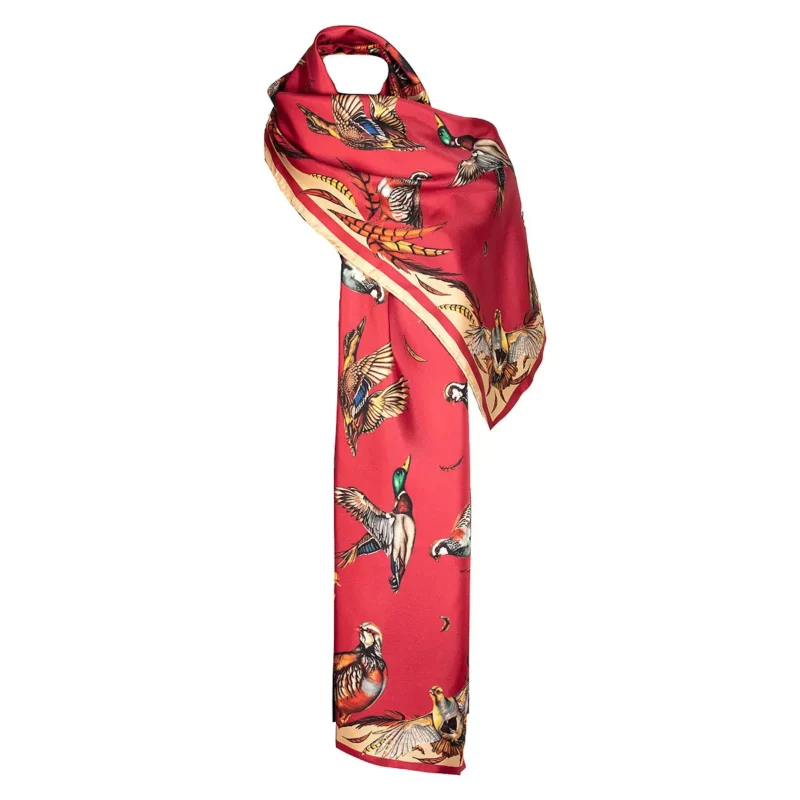 Clare Haggas Best in Show Classic Silk Scarf in Red and Gold