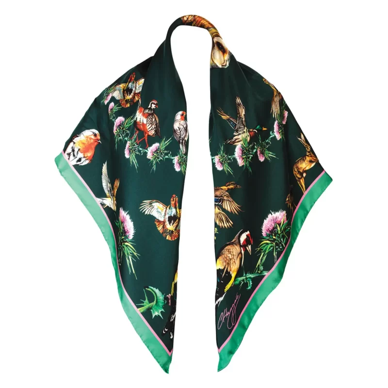 Clare Haggas Large Walk on the Wildside Scarf in Forest green