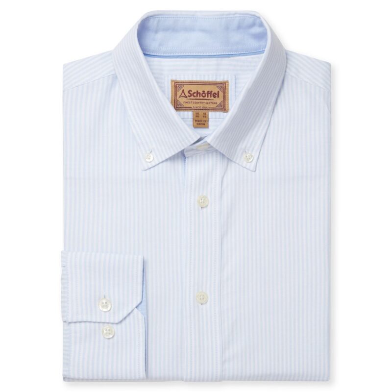 Schoffel Holt Tailored Shirt in Pale Blue Stripe