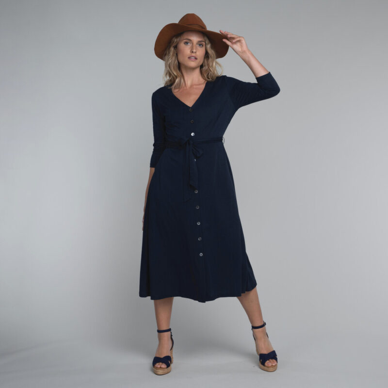 Schoffel Peony Dress in Navy with cap