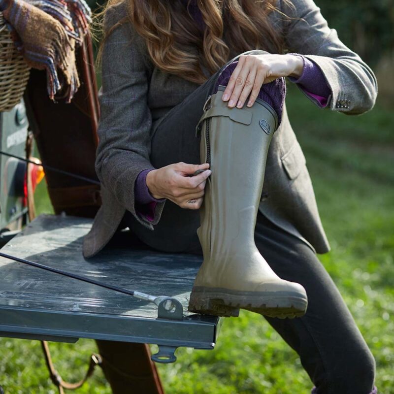 Le Chameau Ladies Chasseur Leather Lined Wellington Boot putting on