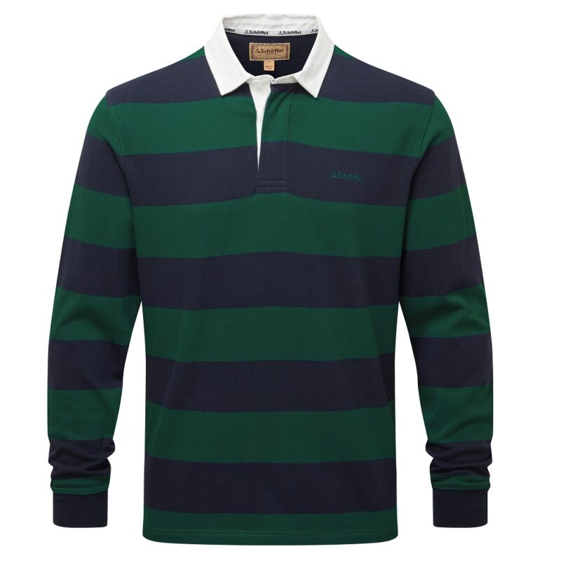 Schoffel St Mawes Rugby Shirt Navy Green Stripe