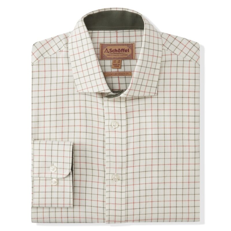 Schoffel Newton Tailored Sporting Olive Brick Check Shirt