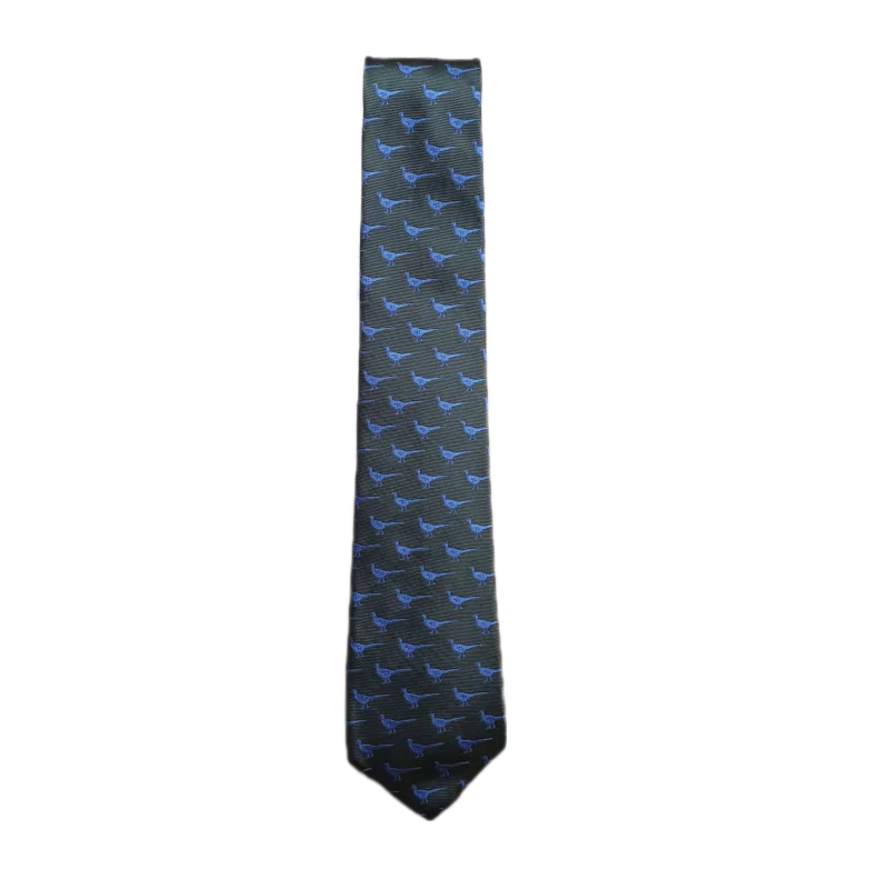 Ian Coley Blue Pheasant Tie in Green