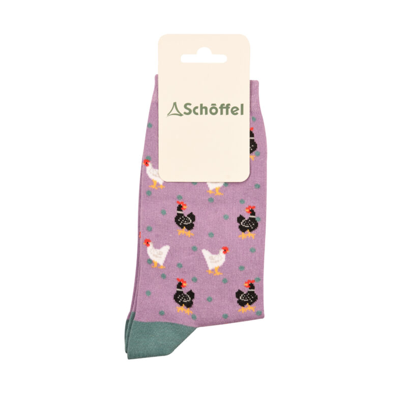 Schoffel ladies Single Cotton Sock in Lavender Chicken