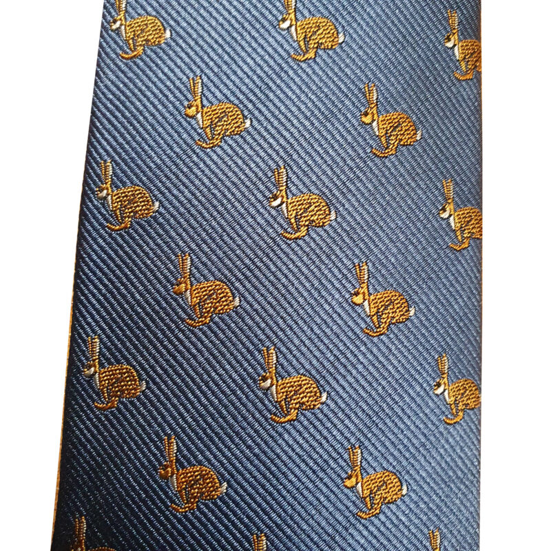 PL Sells Silk Tie in Hare on blue pattern