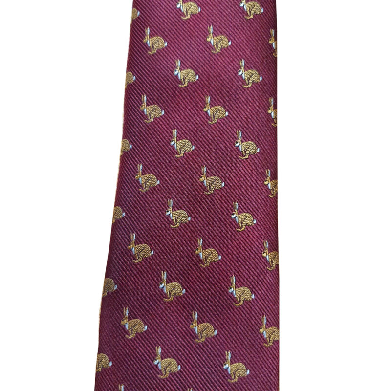 PL Sells Silk Tie in Hare on wine pattern